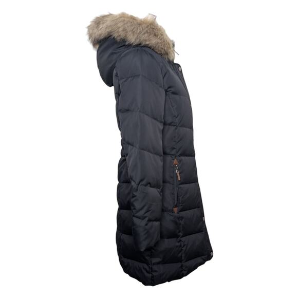 Lauren Ralph Lauren Dark Navy Long Puffer Coat Faux Fur Hood Women’s Medium NWT - Picture 7 of 10